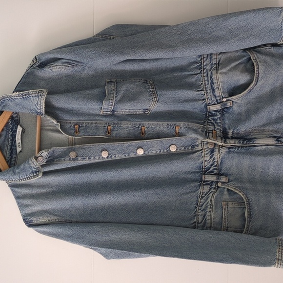 Zara Light Blue Flare Women's Jumpsuit XXL Back To School Gorpcore Streetwear - Picture 4 of 11